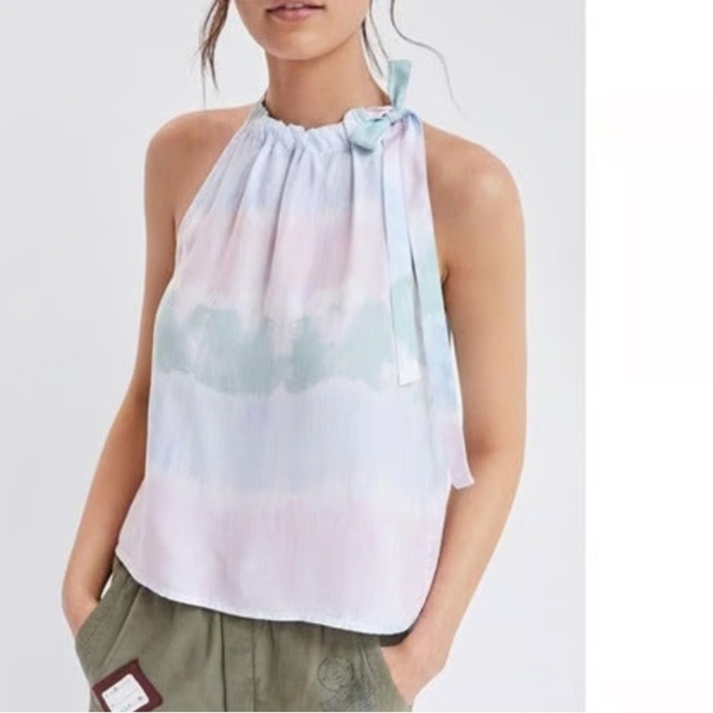 NWT! Anthropologie Cloth & Stone Tie Neck Halter Tank Top S Tie Dye